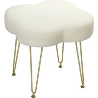 HOMCOM Hocker Sitzhocker in Kleeblattform mit Stahlbeinen Fußhocker mit Samtoptik Polsterhocker für Schlafzimmer, Wohnzimmer, Cremeweiß   Aosom von HOMCOM