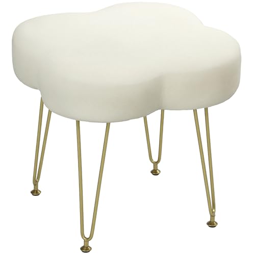 HOMCOM Hocker Sitzhocker in Kleeblattform mit Stahlbeinen Fußhocker mit Samtoptik Polsterhocker für Schlafzimmer, Wohnzimmer, Cremeweiß HOMCOM Hocker Sitzhocker in Kleeblattform mit Stahlbeinen Fußhocker mit Samtoptik Polsterhocker für Schlafzimmer, Wohnzimmer, Cremeweiß von HOMCOM
