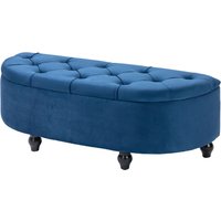 HOMCOM Hocker mit Stauraum 2 in 1 - Klassisch-eleganter halbrunder gepolsterter Hocker - Schwarze Kautschukholzfüße, blauer Samtbezug Aosom HOMCOM Hocker mit Stauraum 2 in 1 - Klassisch-eleganter halbrunder gepolsterter Hocker - Schwarze Kautschukholzfüße, blauer Samtbezug Aosom von HOMCOM
