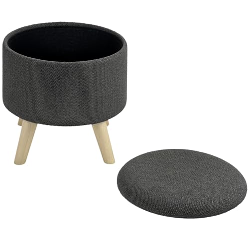 HOMCOM Hocker rund Fußstütze Hocker mit Aufbewahrungsbox Holzbeine modernes Design, grau HOMCOM Hocker rund Fußstütze Hocker mit Aufbewahrungsbox Holzbeine modernes Design, grau von HOMCOM