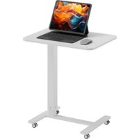 HOMCOM Höhenverstellbar Steh-Sitz C-förmig Schreibtisch Platzsparend Laptoptisch Stehpult Beistelltisch mit Rollen für Arbeitszimmer Wohnzimmer Weiß Belastbar bis 70 kg 65 x 48 x 70-110 cm   Aosom von HOMCOM