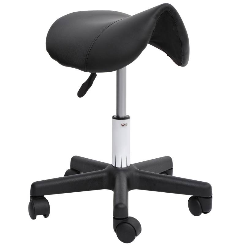 HOMCOM Höhenverstellbarer Drehhocker mit Rädern 35 x 38 x 43-55H cm von HOMCOM