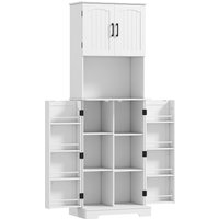 HOMCOM Hoher Küchenschrank, Küchenschrank, Buffet, 4 Türen, Arbeitsfläche, 8 Gewürzhalter und verstellbare Regale, Aufbewahrung für Wohn- und Esszimmer, 60 x 40 x 181,5 cm, blanc   Aosom von HOMCOM