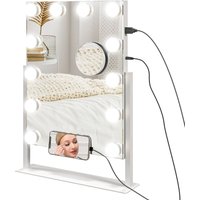 HOMCOM Hollywood Spiegel mit Beleuchtung, Schminkspiegel mit 12 LED Licht von HOMCOM