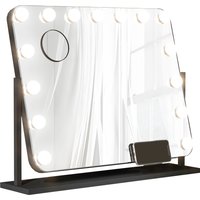 HOMCOM Hollywood Spiegel mit Beleuchtung 15 LED 62,5x49,5cm 3 Modi 10X Vergrößerung 360° drehbar tragbar mit Handyhalterung Schwarz Aosom.de HOMCOM Hollywood Spiegel mit Beleuchtung 15 LED 62,5x49,5cm 3 Modi 10X Vergrößerung 360° drehbar tragbar mit Handyhalterung Schwarz Aosom.de von HOMCOM