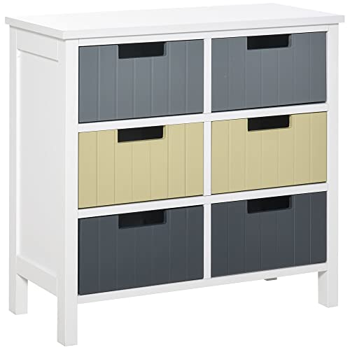 HOMCOM Holzkommode mit 6 Schubladen Kommode mit erhöhten Beinen Moderner Stil für Schlafzimmer Wohnzimmer Badezimmer 62x28x58 cm Multicolour HOMCOM Holzkommode mit 6 Schubladen Kommode mit erhöhten Beinen Moderner Stil für Schlafzimmer Wohnzimmer Badezimmer 62x28x58 cm Multicolour von HOMCOM