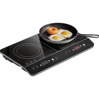 HOMCOM Induktionskochfeld Kochfeld 2 Platte Tragbar Induktionskochplatte mit 8 Leistungsstufen und 10 Temperaturstufen, 3500 W, Kindersicherung, Timer, Schwarz   Aosom von HOMCOM