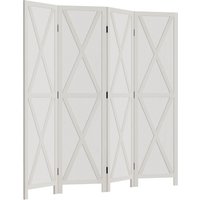 HOMCOM Innenraum-Paravent 4 Paneele 182L x 170H cm Landhausstil Chic - Raumteiler mit Kreuzgittern - Weißes Paulownia-Holz Aosom HOMCOM Innenraum-Paravent 4 Paneele 182L x 170H cm Landhausstil Chic - Raumteiler mit Kreuzgittern - Weißes Paulownia-Holz Aosom von HOMCOM