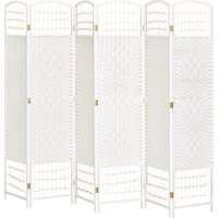 HOMCOM Innenraum-Paravent mit 6 faltbaren Paneelen 242L x 170H cm Raumteiler aus Pappelholz Bambus Geflochtene Papierfasern Weiß Weizen Aosom HOMCOM Innenraum-Paravent mit 6 faltbaren Paneelen 242L x 170H cm Raumteiler aus Pappelholz Bambus Geflochtene Papierfasern Weiß Weizen Aosom von HOMCOM