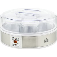 HOMCOM Joghurtbereiter Joghurtmaschine mit 48 Stunden Timer, Joghurt-Maker mit Temperatur-Einstellung, 7 Gläser à 180 ml, automatischer Abschaltung, 20 W, Weiß   Aosom von HOMCOM