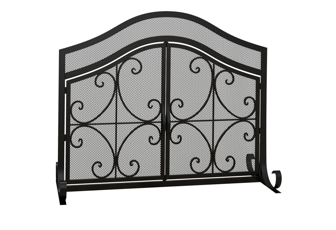 HOMCOM Kamingitter mit magnetischen Türen (Ofenschutzgitter, 1-tlg., Funkenschutzgitter), für Wohnzimmer, Stahl, 105 x 80,5 cm, Schwarz von HOMCOM