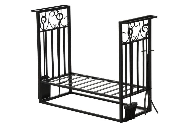 HOMCOM Kaminholzregal Kaminholzständer mit Kaminbesteck von HOMCOM