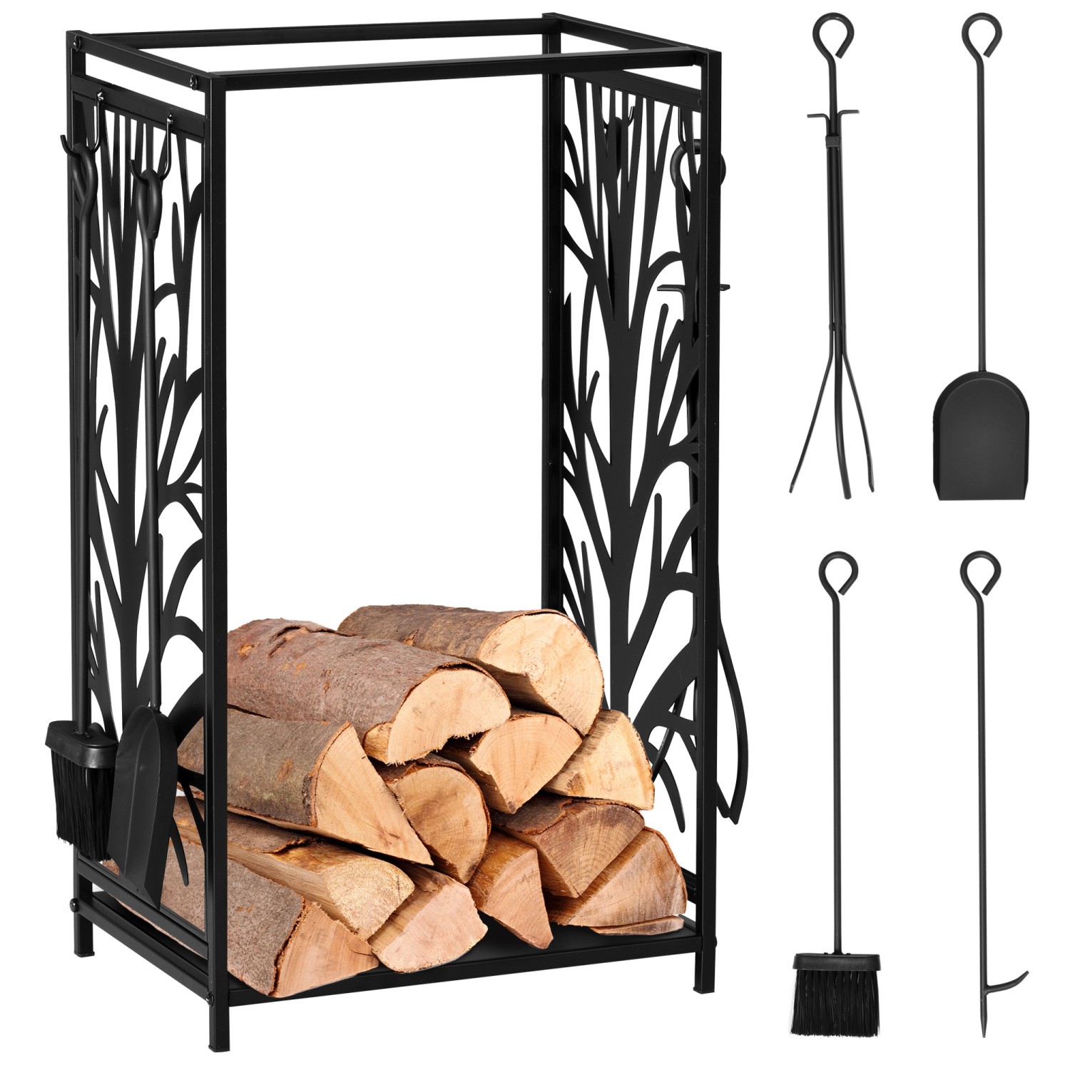 HOMCOM Kaminholzständer mit Kaminbesteck 46 x 30 x 70 cm HOMCOM Kaminholzständer mit Kaminbesteck 46 x 30 x 70 cm von HOMCOM