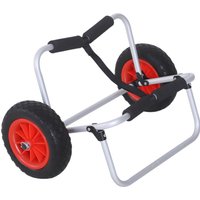 HOMCOM Kanuwagen Kajakwagen Surfwagen klappbar mit Gurt PU-Räder gepolstert Alu Silber bis 90 kg L70 x B40 x H42 cm von HOMCOM