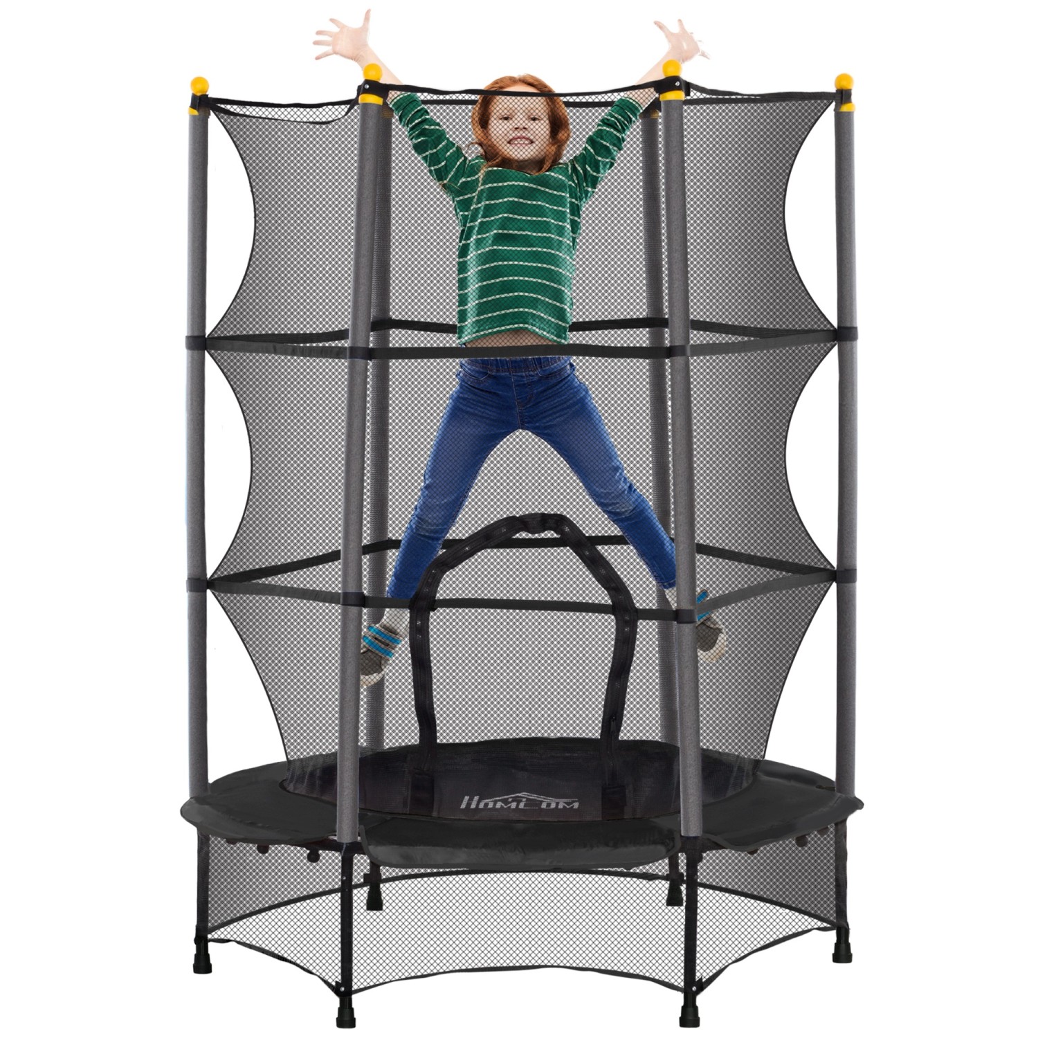 HOMCOM Kids Trampoline Stahl Kunststoff Schwarz 140L x 140B x 190H cm HOMCOM Kids Trampoline Stahl Kunststoff Schwarz 140L x 140B x 190H cm von HOMCOM