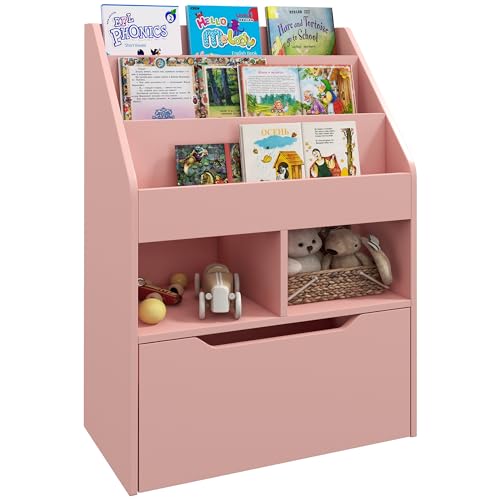 HOMCOM Kinder Bücherregal Kinderregal mit Schublade, 3 Ablagefächern und 2 offenen Fächern, Aufbewahrungsregal für Kinderzimmer, Spielzimmer, Rosa, 60 x 29,9 x 90 cm HOMCOM Kinder Bücherregal Kinderregal mit Schublade, 3 Ablagefächern und 2 offenen Fächern, Aufbewahrungsregal für Kinderzimmer, Spielzimmer, Rosa, 60 x 29,9 x 90 cm von HOMCOM