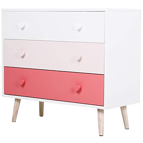 HOMCOM Kinder-Kommode, Holz, Rosa, 90x42x80 cm von HOMCOM