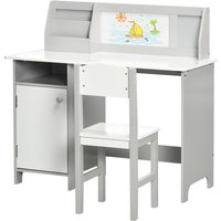 HOMCOM Kinder-Schreibtisch-Set mit Whiteboard - Schreibtisch für Kinder +5 Jahre 90L x 45B x 85H cm Grau Aosom HOMCOM Kinder-Schreibtisch-Set mit Whiteboard - Schreibtisch für Kinder +5 Jahre 90L x 45B x 85H cm Grau Aosom von HOMCOM