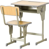 HOMCOM Kinder-Schreibtisch Vintage Schulbank-Stil - Kinder-Schreibtisch und Stuhl verstellbar - Kasten, Taschenhalter, Stiftehalter - Stahl in Khaki MDF-helle Holzoptik   Aosom von HOMCOM