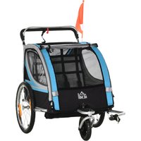 HOMCOM Fahrradanhänger 2 in 1 Kinderwagen Buggy, 360° Drehbar, Stahl Oxford, Blau+Schwarz Aosom HOMCOM Fahrradanhänger 2 in 1 Kinderwagen Buggy, 360° Drehbar, Stahl Oxford, Blau+Schwarz Aosom von HOMCOM