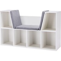HOMCOM Kinderregal Bücherregal mit Sitzhocker Kindersitzbank mit 6 Fächern Sitztruhe mit 3 Kissen Spielzeugkiste ab 3 Jahren Weiß+Grau 103 x 30 x 62 cm Aosom HOMCOM Kinderregal Bücherregal mit Sitzhocker Kindersitzbank mit 6 Fächern Sitztruhe mit 3 Kissen Spielzeugkiste ab 3 Jahren Weiß+Grau 103 x 30 x 62 cm Aosom von HOMCOM