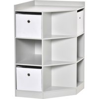 HOMCOM Kinderregal Eckregal mit 3 Aufbewahrungsboxen Kinderzimmer Spielzeugablage für 3-12 Jahre Kinder Grau 57,4 x 57,4 x 94 cm   Aosom von HOMCOM