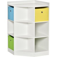 HOMCOM Kinderregal Eckregal mit 3 Aufbewahrungsboxen Kinderzimmer Spielzeugablage für 3-12 Jahre Kinder Weiß 57,4 x 57,4 x 94 cm   Aosom von HOMCOM