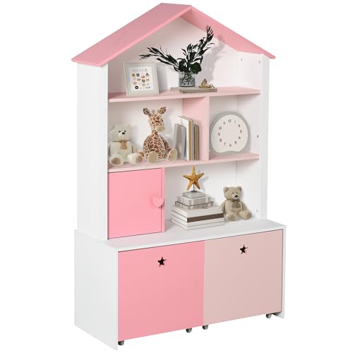 HOMCOM Kinderregal mit Rollen Standregal Bücherregal Dekoregal mit 4 Fächer Rosa 80 x 34 x 130 cm HOMCOM Kinderregal mit Rollen Standregal Bücherregal Dekoregal mit 4 Fächer Rosa 80 x 34 x 130 cm von HOMCOM