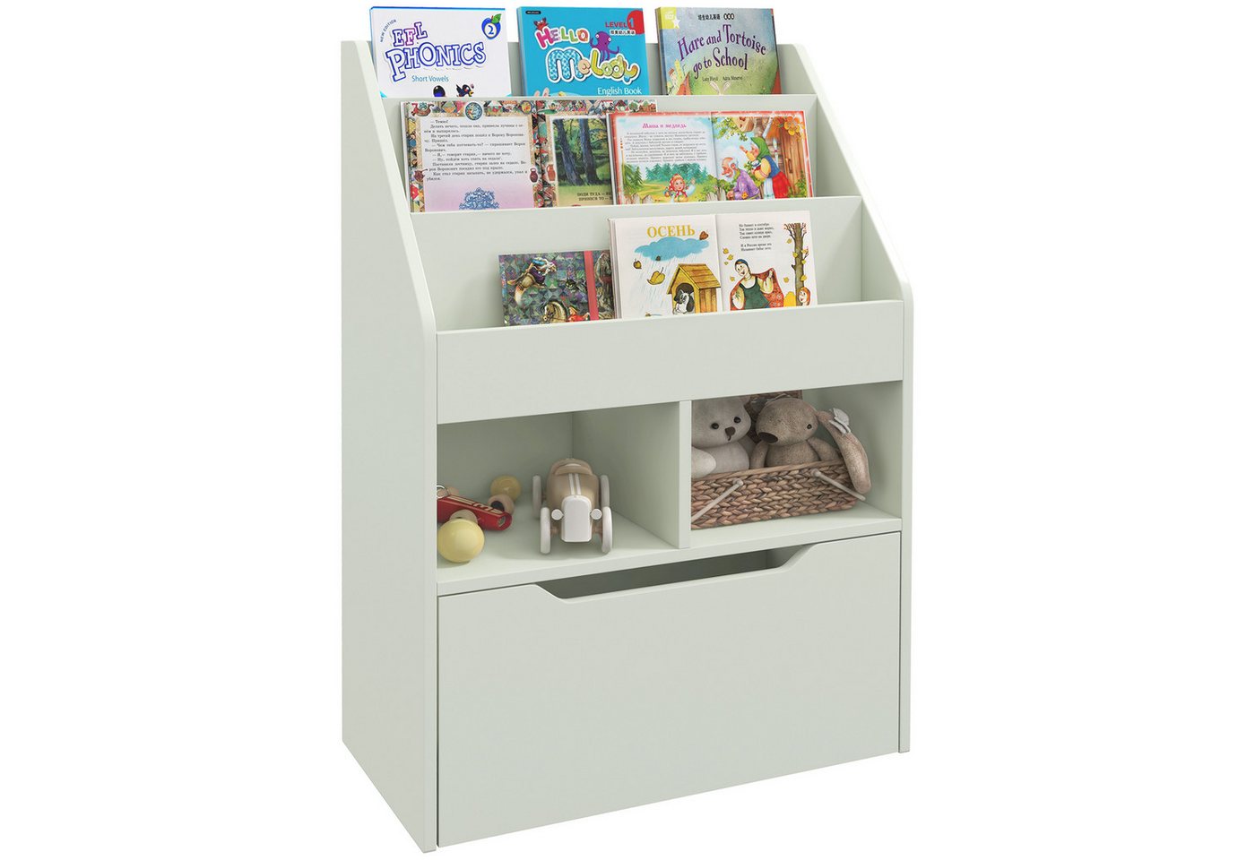 HOMCOM Kinderregal mit Schublade, 3 Ablagefächern und 2 offenen Fächern, Aufbewahrungsregal 1-tlg., für Kinderzimmer, Spielzimmer, Hellgrün, 60 x 29,9 x 90 cm HOMCOM Kinderregal mit Schublade, 3 Ablagefächern und 2 offenen Fächern, Aufbewahrungsregal 1-tlg., für Kinderzimmer, Spielzimmer, Hellgrün, 60 x 29,9 x 90 cm von HOMCOM