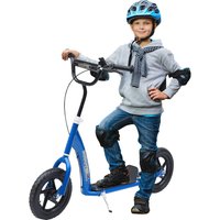 HOMCOM Scooter Roller  Kinderroller City Roller 12 Zoll mit Hinterbremse, Höhenverstellbar, Stahl & EVA, Blau, 120x52x80-88 cm  Aosom.de von HOMCOM