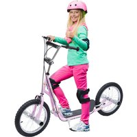 HOMCOM Kinderroller 16 Zoll Scooter mit Luftreifen, höhenverstellbarer Tretroller in Rosa für Kinder ab 5 Jahren, stabil & sicher   Aosom.de von HOMCOM