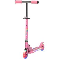 HOMCOM Kinderroller für Kinder von 3 bis 7 Jahren klappbar mit leuchtenden PU-Rädern, 12 LEDs, Musik, höhenverstellbarer Lenker in 4 Positionen, Reibungsbremse, Rosa   Aosom von HOMCOM