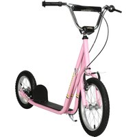 HOMCOM Kinderroller mit Bremsen 16/12 Zoll Tretroller Kickboard für 5+ Jahre in Rosa, Cityroller 135 x 58 x 92-100 cm   Aosom.de von HOMCOM