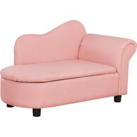 HOMCOM Kindersofa mit Stauraum in Rosa  Schlafsofa in Leinenoptik, Massivholz, 80x40x49cm, für Kinder 3-5 Jahre  Aosom.de von HOMCOM