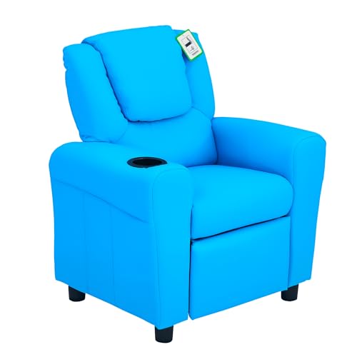 HOMCOM Kindersessel, Minisessel, Kindersofa für 3-6 Jahre alt, Liegefunktion, Eingebauten Becherhalter, Blau, 62 x 52 x 69 cm HOMCOM Kindersessel, Minisessel, Kindersofa für 3-6 Jahre alt, Liegefunktion, Eingebauten Becherhalter, Blau, 62 x 52 x 69 cm von HOMCOM