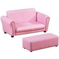 Kindersessel mit Fußhocker, Kindercouch mit Hocker, Kindersofa, Sofa Sessel, Rosa 83 x 42 x 41 cm von HOMCOM