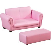 HOMCOM Kindersessel mit Fußhocker  Rosa Kindercouch & Hocker, Bequemes Sofa Sessel Set, 83x42x41cm  Aosom von HOMCOM