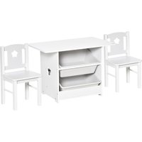 Set mit 1 Kindertisch & 2 Stühlen, MDF, für Kleinkinder, Weiß+Grau, 71x48x49,5cm  Aosom.de von HOMCOM