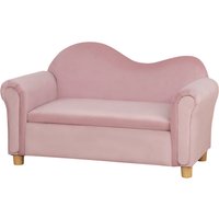 HOMCOM Kindersofa mit Stauraum  Spielsofa in Rosa, Niederländisches Vlies, 84x41,5x48,5cm, Zweisitzer für 3-5 Jahre  Aosom.de von HOMCOM