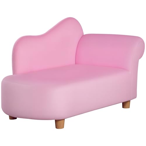 HOMCOM Kindersofa Mini Kinder Sessel Baby Sessel Sofa Chaiselongue Rosa L80 x B40 x H49 cm von HOMCOM