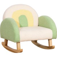 HOMCOM Schaukelstuhl Kindersofa kuscheliger Kindersessel Eukalyptusholz in Lammfellimitat grün ab 3 Jahre ideal für Kinderzimmer   Aosom.de von HOMCOM