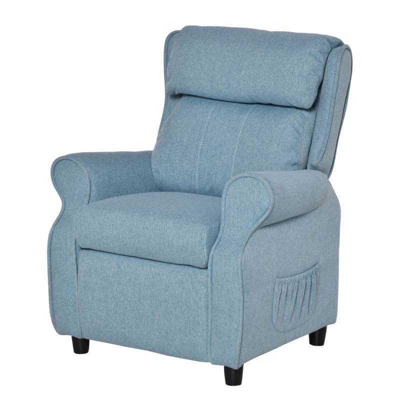 HOMCOM Kindersofa Verstellbar mit Fußstütze Blau 58 x 53 x 70 cm von HOMCOM