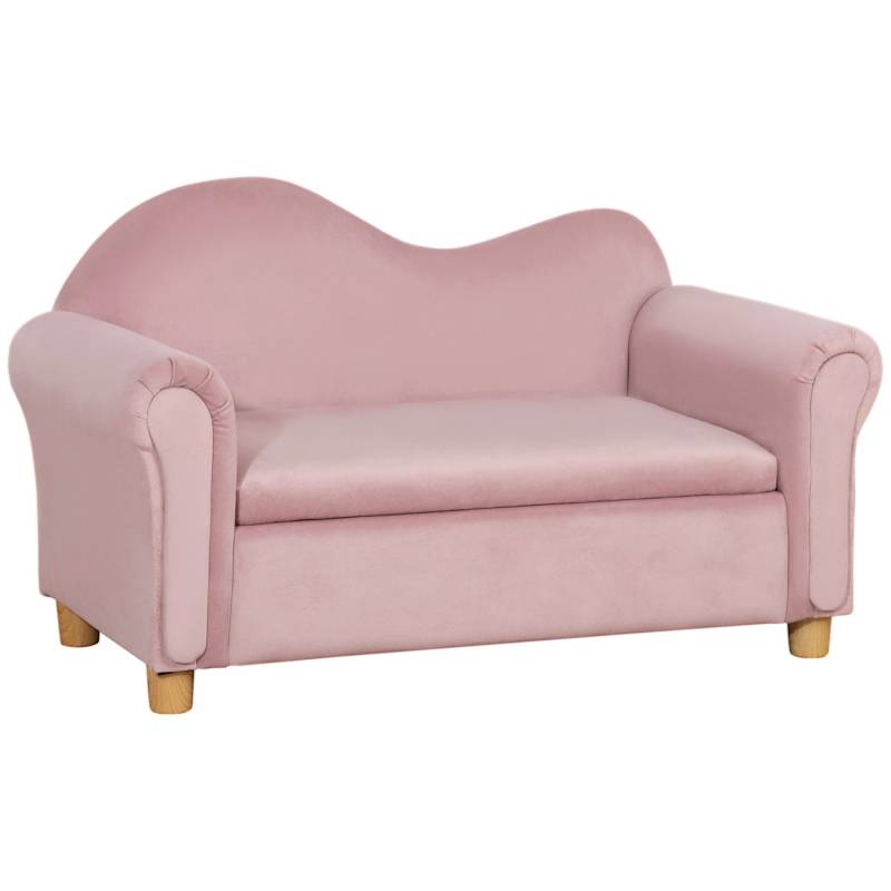 HOMCOM Kindersofa aus Niederländischem Vlies Rosa 84 x 41,5 x 48,5 cm von HOMCOM