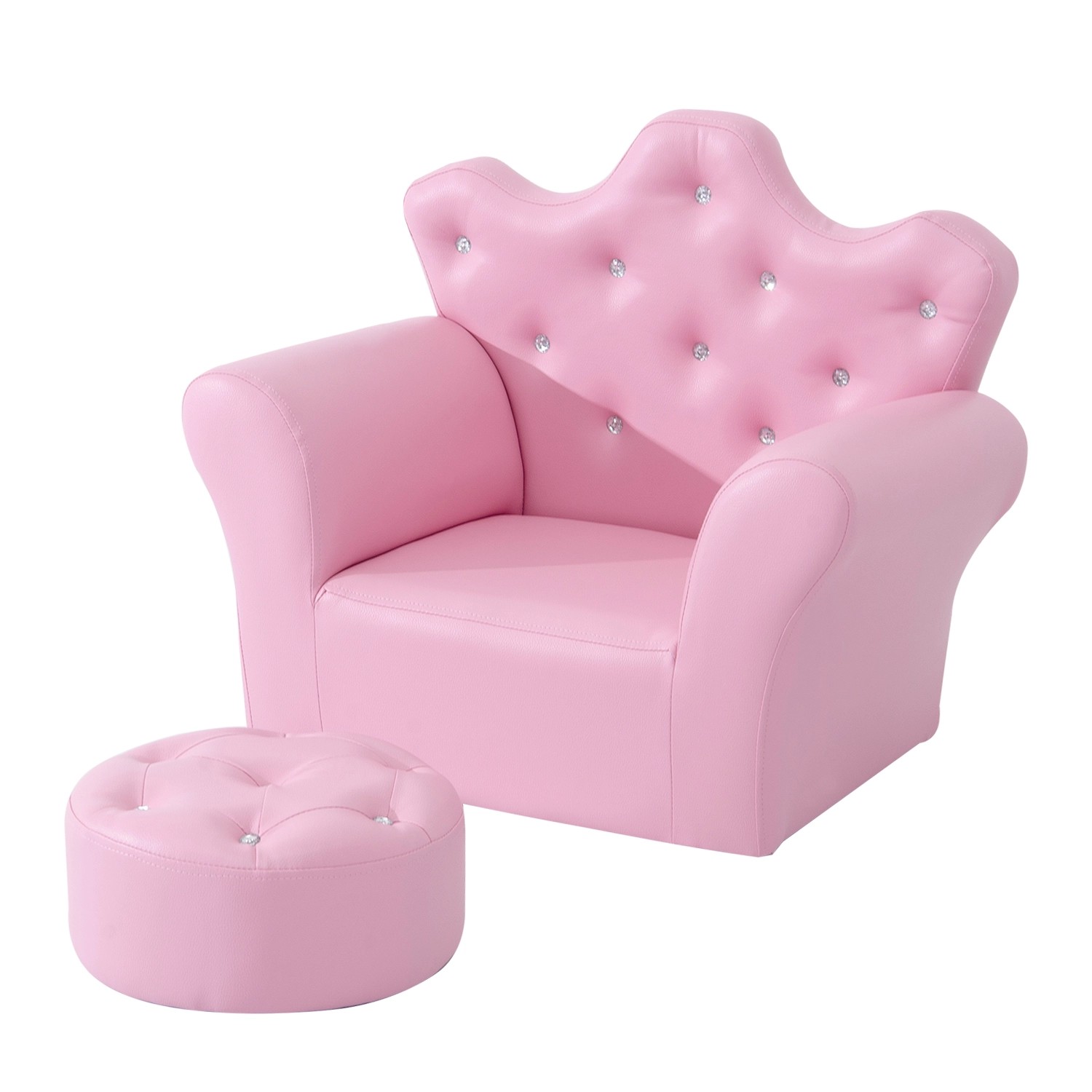 HOMCOM Kindersofa mit Ottomane in Kronenform Rosa 58 x 40,5 x 49 cm HOMCOM Kindersofa mit Ottomane in Kronenform Rosa 58 x 40,5 x 49 cm von HOMCOM