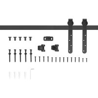 HOMCOM Schiebetüren-Beschlagsatz 180 cm Komplett-Set mit Schienen, Rollen, Anti-Sprung-Vorrichtungen, Türstopper, Schiebetürsystem aus Kohlenstoffstahl Schwarz   Aosom von HOMCOM