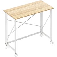 HOMCOM Schreibtisch Klappbar Kleiner 80 cm Klappschreibtisch mit Rollen Platzsparend Computertisch für Home Office, Natur   Aosom von HOMCOM