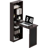 HOMCOM Klappbarer Computertisch mit Stauraum, Wandtisch mit Bücherregal, Arbeitsplatz, Kreidetafel und höhenverstellbarem Regal, braun   Aosom von HOMCOM