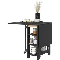 HOMCOM Klappbarer Esstisch, faltbarer Küchentisch, auf Rollen, mit 2 Klappen und 3 Regalen, modernes Design, Küchentisch für kleine Räume, 120 x 60 x 75 cm, Schwarz   Aosom HOMCOM Klappbarer Esstisch, faltbarer Küchentisch, auf Rollen, mit 2 Klappen und 3 Regalen, modernes Design, Küchentisch für kleine Räume, 120 x 60 x 75 cm, Schwarz   Aosom von HOMCOM