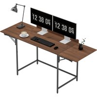 HOMCOM Klappbarer Schreibtisch Computer Tisch 170 x 58 cm Moderner Holz Schreibtisch mit 2 klappbaren Klappen für 2 Bildschirme, Arbeitsplatz für Schlafzimmer, kleine Räume, Nussbaum   Aosom von HOMCOM