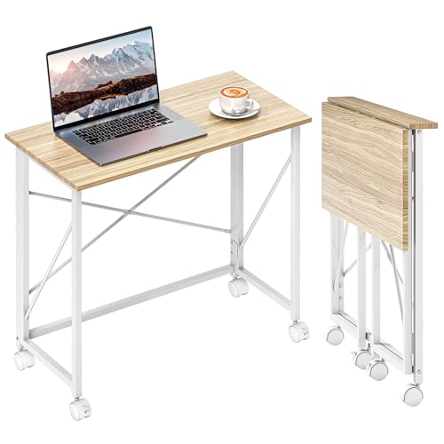 HOMCOM Klappbarer Schreibtisch Computertisch 80 x 40 cm Schreibtisch auf Rollen moderner Stil für Zuhause, Schlafzimmer, kleine Räume, Eiche HOMCOM Klappbarer Schreibtisch Computertisch 80 x 40 cm Schreibtisch auf Rollen moderner Stil für Zuhause, Schlafzimmer, kleine Räume, Eiche von HOMCOM